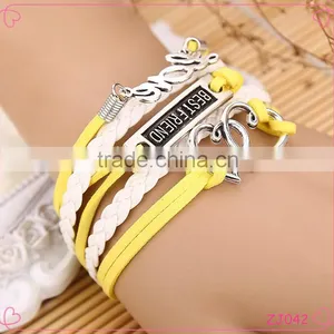 Hot Selling Multilayer Leather Weave Bracelets Bestfriend Jewelry 2016 thumbnail-1