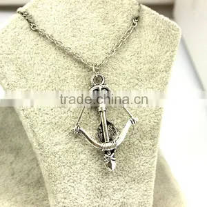 Fashion Jewelry 2015 Zinc Alloy Antique Silver Bow and Arrow Necklace thumbnail-2