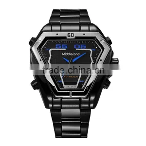 MIDDLELAND Stainless Steel Watch Band Alloy Watch Case Smart Waterproof Men's LED Light Up Watches thumbnail-1