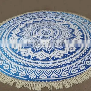 Ombre Mandala Round Beach Towel With Terry thumbnail-1