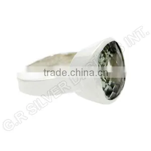 Green Amethyst Gemstone Rings Jewelry,wholesale Sterling 925 Silver Bezel Set Rings Jewellery thumbnail-2