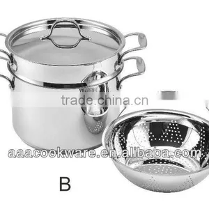 2015 New Products 3pcs Guangdong Quality 304 Stainless Steel Pasta Pot Set Wtih Pasta Steamer For Wholesale thumbnail-1