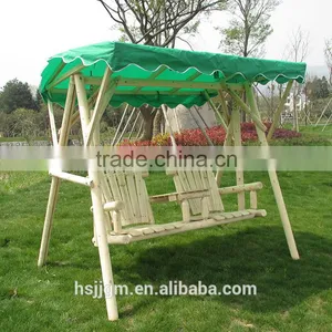 Two Seat Wooden Patio Swing With Canopy thumbnail-1