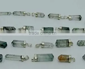 925 Silver Rutilated Quartz Crystal Point Pendants thumbnail-1