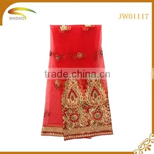 Wholesale High Quality Nigerian Decorative Embroidery 3D Patterned Silk Fabric for Bridal Dress thumbnail-3