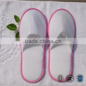 Women Hotel Pull Plush Slipper With Pink Non-woven Piping thumbnail-1