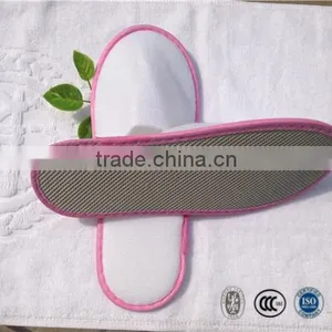 Women Hotel Pull Plush Slipper With Pink Non-woven Piping thumbnail-2