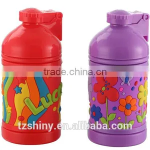 2016 New Design Plastic Cute Bottle With Bouncing Lid Press Button Plastic Caroon Bottle for Kid thumbnail-1