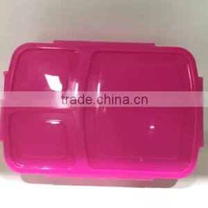Plastic 3 Compartment Lunch Box Kids Lunch Box Transparent Plastic thumbnail-1