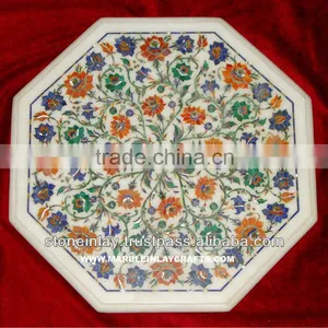 Marquetry Art Work Marble Stone Inlay Coffee Table Top thumbnail-1