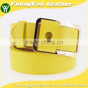 Women's Fashion Yellow PU Leather Belts for Jeans With Alloy Buckles in YiWu Factory thumbnail-1