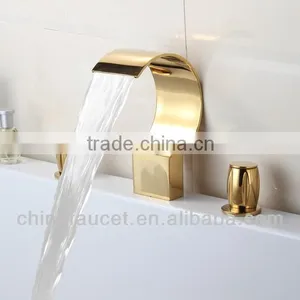 Luxury 3 Pcs Set Bathtub Golden Mixer Tap Q30253G thumbnail-1