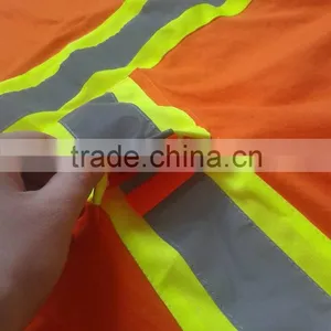 South America Market Fluorescent Orange Long Sleeve Reflective T-shirt With Reflective Tape thumbnail-4