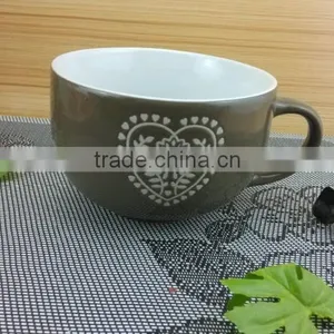 Grey Color 16oz Ceramic Soup Mug thumbnail-1