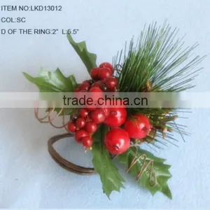 Artificial Handmade Foam Berries and Pine Needle Napkin Ring thumbnail-1
