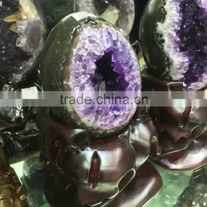 Natural Amethyst Geode Dragon Egg Crystal Geode For Sale thumbnail-1