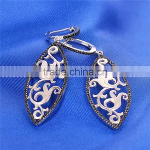 Black Spinel Silver Bridal Jewelry Display Set E005 thumbnail-5