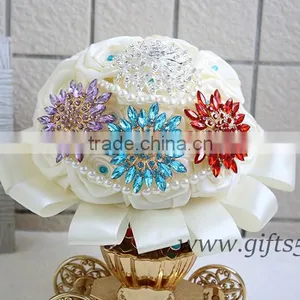 Unique Wedding Bouquets Large Satin Roses Wedding Bridal Bouquet thumbnail-1