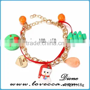 Fashion Merry Christmas Gift Snowman Charm Red Colorful Bracelet thumbnail-1