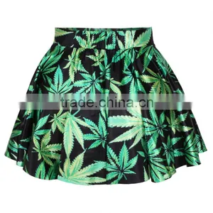 Latest New Design Mature Women In Skirts Maple Leaves Print Dress N13-17 thumbnail-1