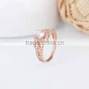 Rose Gold Prong Round Cut Ring With Inlaid AAA Zircon thumbnail-5