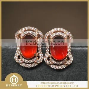 Elegant Ladies Garnet Crystal Earring Orange Color Gemstone thumbnail-6