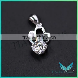 24K Gold 1 Carat White Round Billiant Cut Moissanite Diamond Pendants Charms for Necklaces thumbnail-3