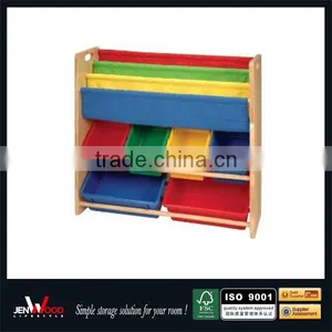 Double Funtion Design With Book Rack Colorful Kids Toy Boxes thumbnail-1
