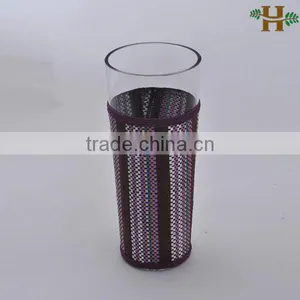 Clear Cone Glass Vases With Paper Rope Decoration thumbnail-1