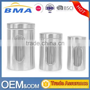 3PCS Kitchen Food Coffee Tea Sugar Flour Stainless Steel Storage Canisters thumbnail-1