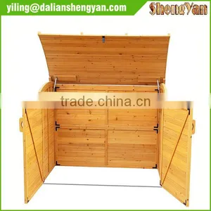 Large Cedar Outdoor Wooden Garbage And Recycling Can Storage Bin Enclosures thumbnail-3