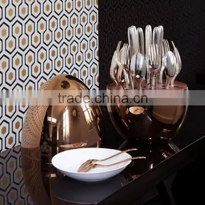 Copper Holder For Cutlery in Egg Shaped Decorative Partyware Cutlery Holder thumbnail-1