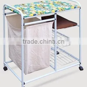 Plastic White Wicker Cane Laundry Basket thumbnail-1