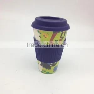 Best Selling Biodegradable Bamboo Fiber Coffee Cup With Sleeve and Lid thumbnail-3