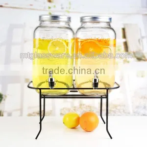 Twins Water Jar Ice Water Jar Juice Glass Dispenser With Metal Stand thumbnail-5