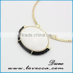 14K Gold Round Druzy Necklace Gemstone Pendant Necklace thumbnail-2
