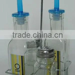 Clear Square Glass Spice & Oil Container Set With Frame thumbnail-1