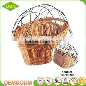 Traditional Handmade Cheap Large Bike Basket Dog Carriers Wicker Bike Basket With Cover thumbnail-1