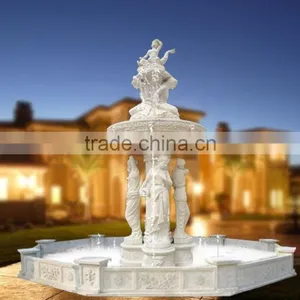 Hot Selling Garden Decoration Stone Carving Marble Three Beaty Fountain Water thumbnail-2