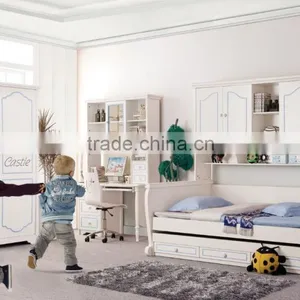 RD16 Boys& Girls White Bedroom Set Wooden Children Bunk Bed Set Kid's Funny Furniture thumbnail-1