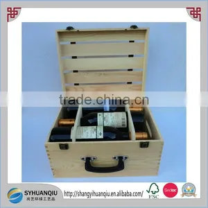 Handmade and Plain Wooden Red Wine Box Hold 6 Bottles Wooden Wine Crate Wooden Case thumbnail-1