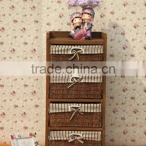 Shabby Chic Wooden Sotorage Wicker Caninet With 5 Drawers thumbnail-2