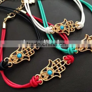 Gold Hamsa Hand Rubber Bracelet thumbnail-3