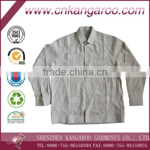 Men's 100% Cotton Guayabera Shirt With Long Sleeve and Pintuck Embroidery thumbnail-1
