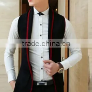 Wholesale 100% Acrylic Navy Blue Cable Knitted Sleeveless Vest Sweater thumbnail-2
