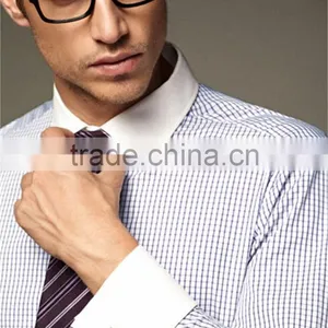 New Design Small Checked Blends Cotton Men Shirt SL0068 thumbnail-3