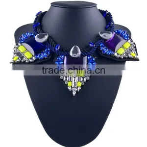 Fashion People Geometric Triangle Blue/yellow Gems Handmade Rope Chain Necklaces thumbnail-1