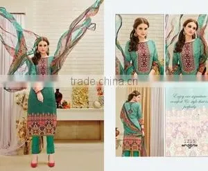 Glamours Readymade Designer Printed Suits/ladies Suits Lace Design/pictures of Ladies Suits Designs/ thumbnail-1
