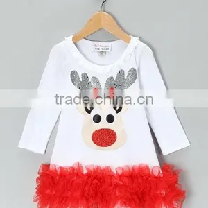Mix Color Reindeer Ruffle Dress - Infant, Toddler & Girls thumbnail-1