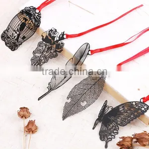 Fashion Black Thin Leaf Bookmark Diy Gun Black Metal Leaf Bookmark Tags for Christmas Gifts 2016 thumbnail-1